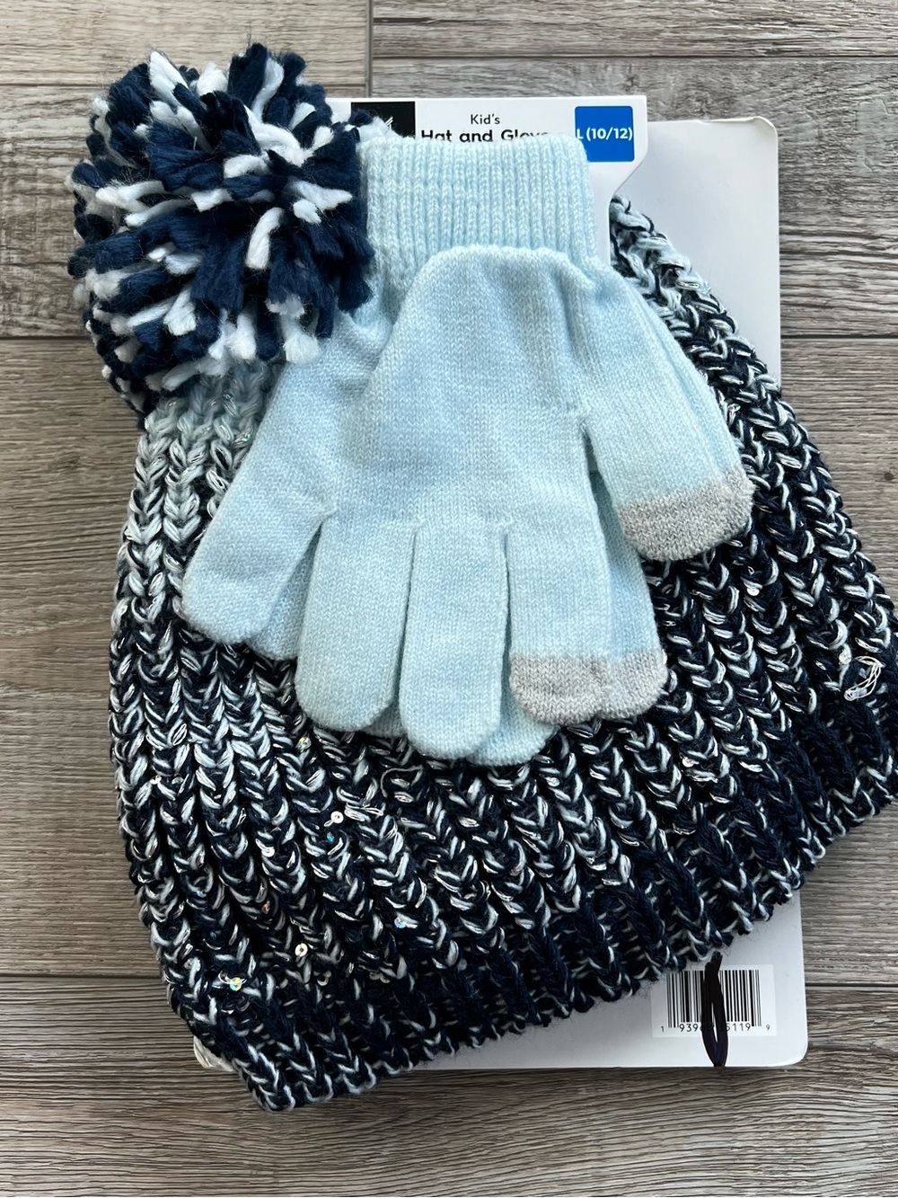 NWT Member's Mark Kids Warm & Cozy Knit Hat and Glove Set Size Large 10/12